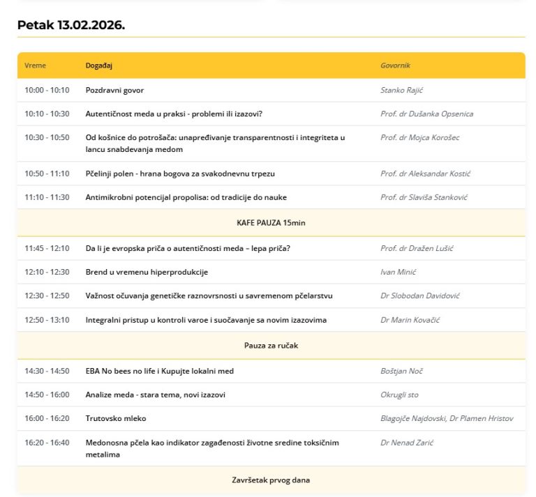 BeeFest 2026: program 1. dan